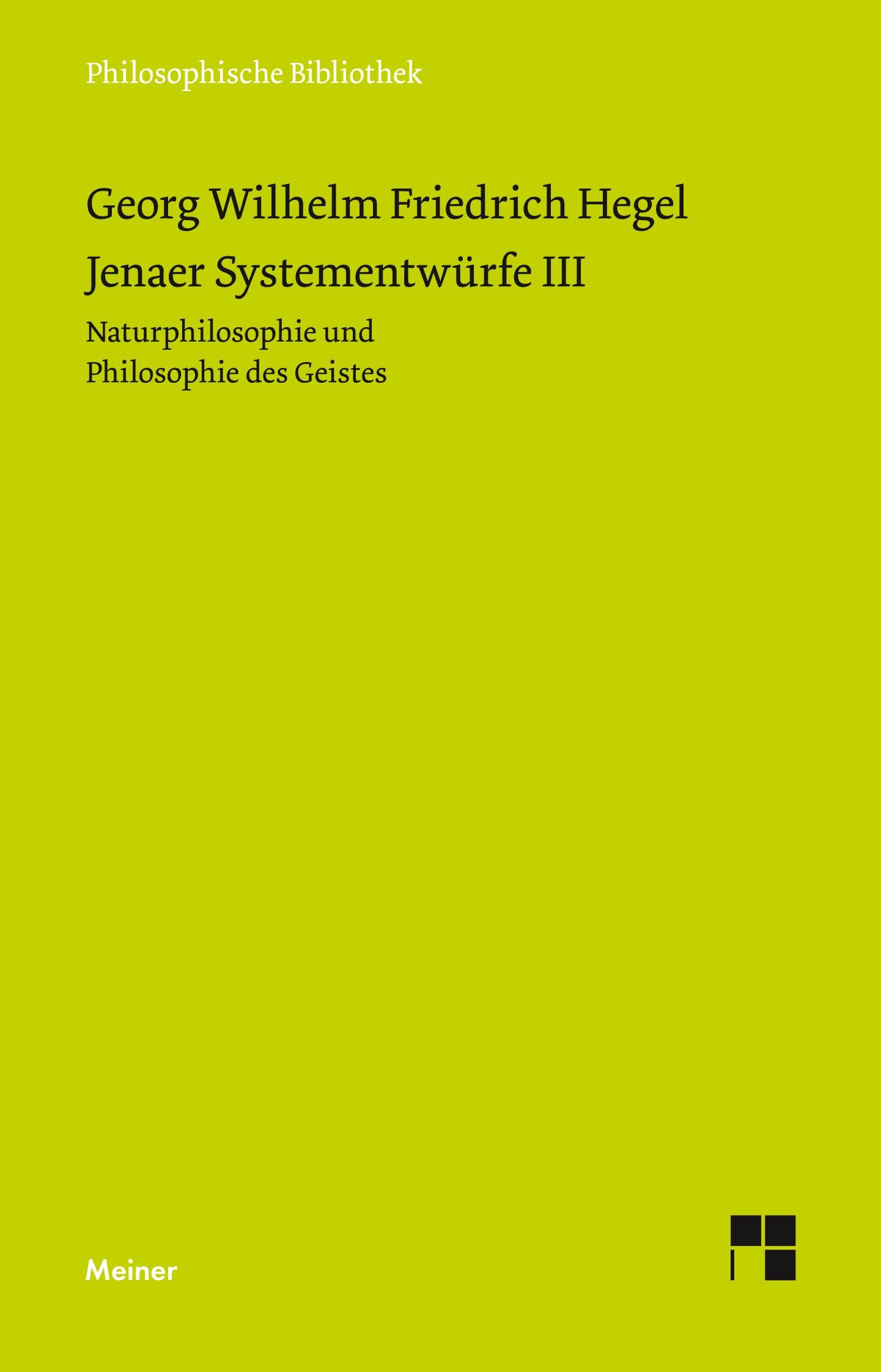 Vorderes Coverbild Jenaer Systementwürfe III