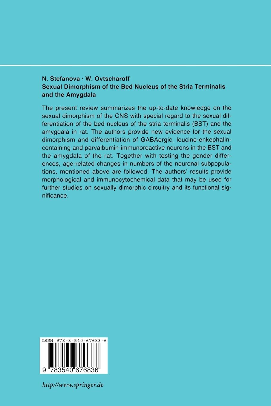 Rückseitencover Sexual Dimorphism of the Bed Nucleus of the Stria Terminalis and the Amygdala