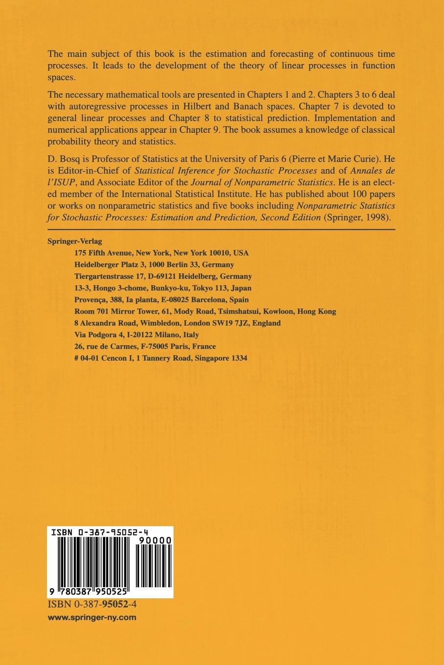 Rückseitencover Linear Processes in Function Spaces