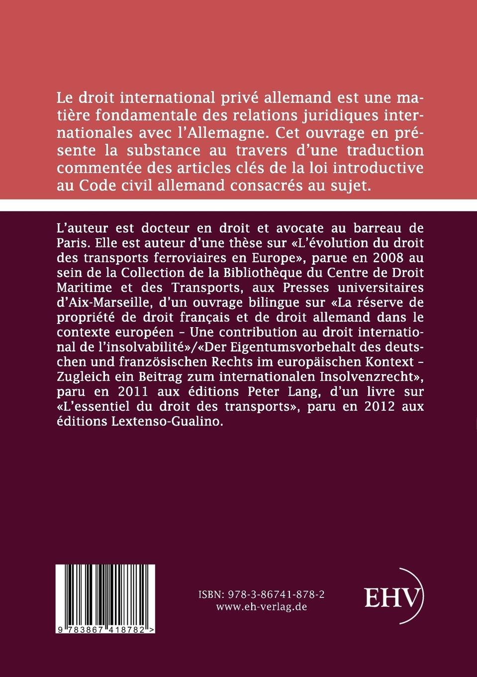 Rückseitencover Droit international privé allemand