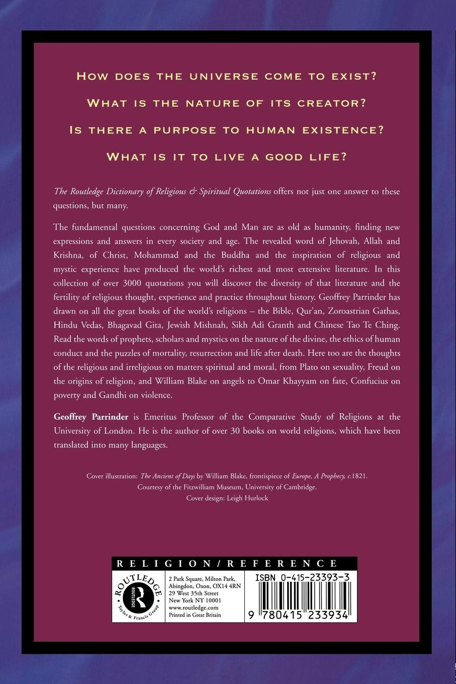 Rückseitencover The Routledge Dictionary of Religious and Spiritual Quotations