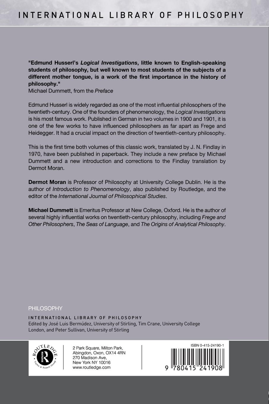 Rückseitencover Logical Investigations Volume 2