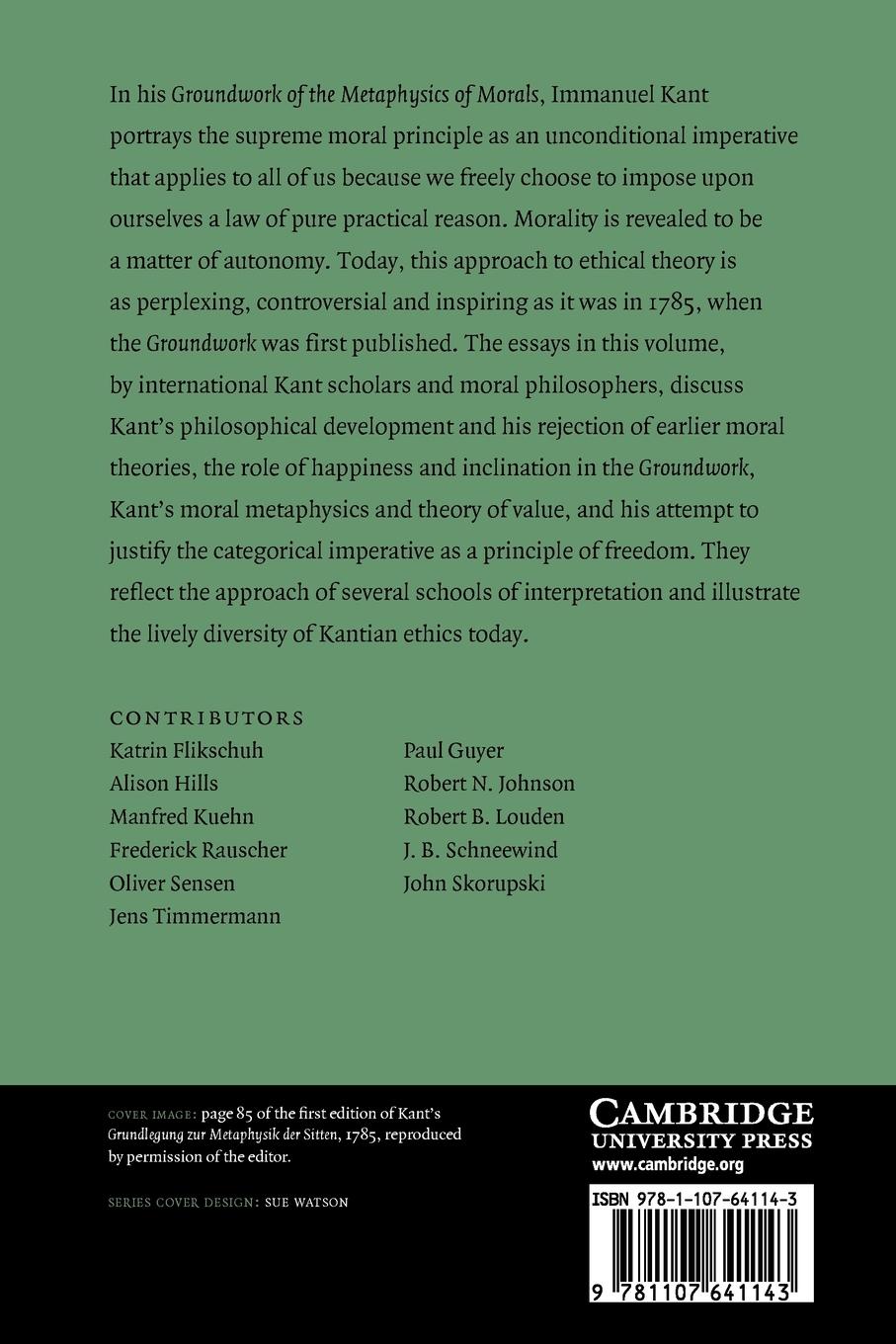 Rückseitencover Kant's 'Groundwork of the Metaphysics of Morals'