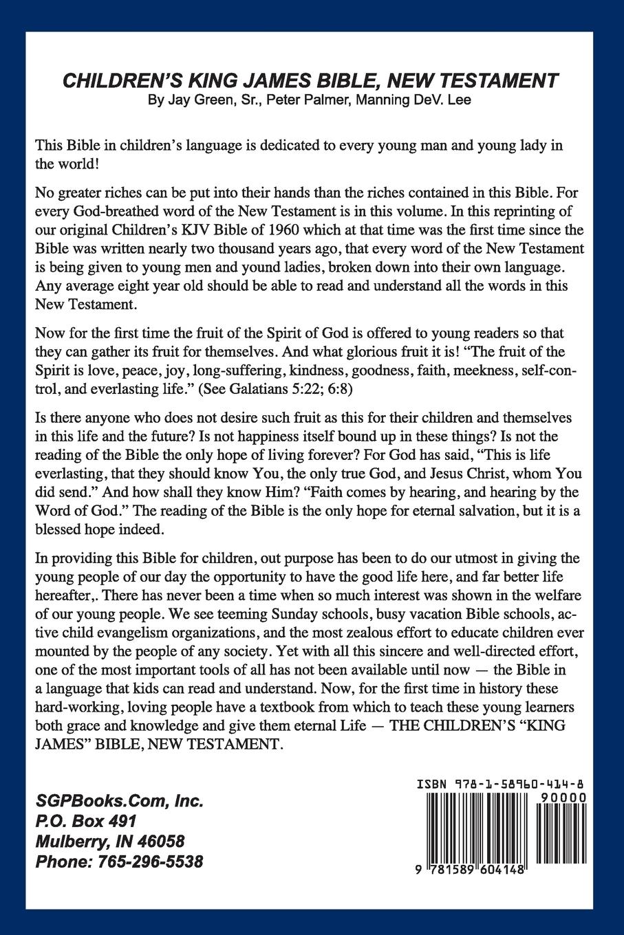 Rückseitencover Children's King James Bible, New Testament