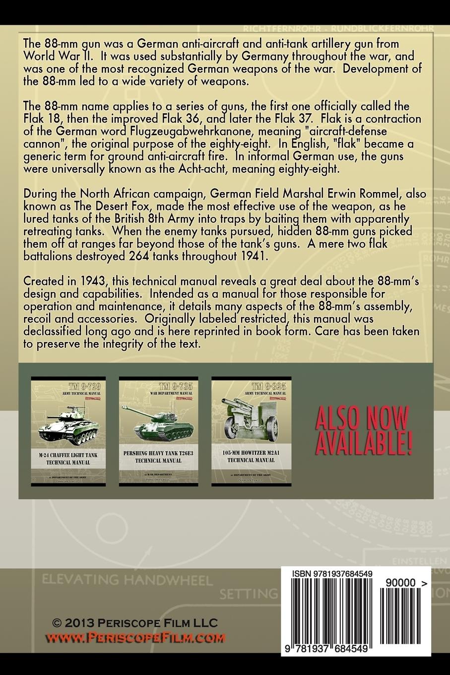 Rückseitencover TM E9-369A German 88-mm Antiaircraft Gun Material Technical Manual