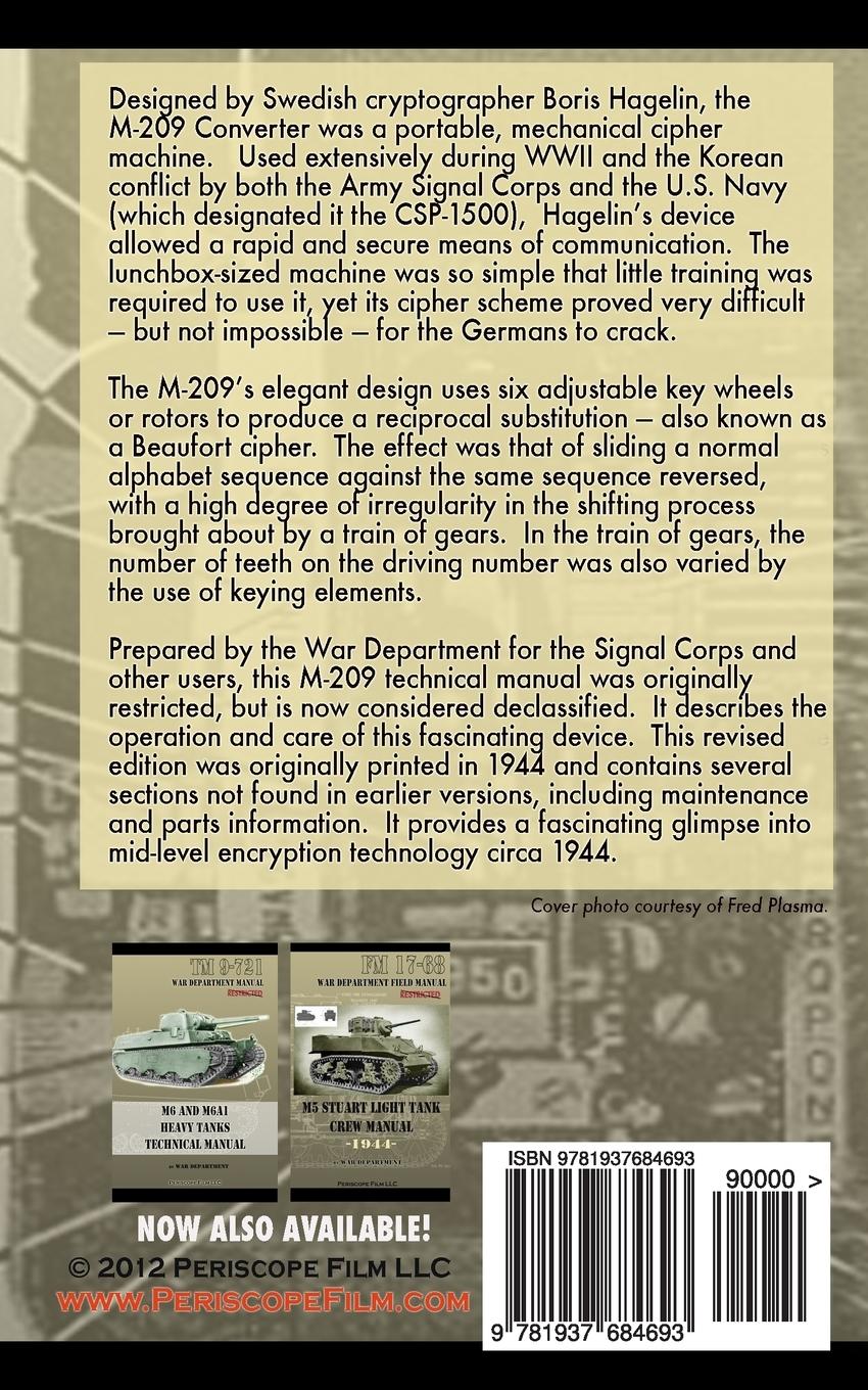 Rückseitencover M-209 Converter Encryption Machine Technical Manual 1944 Revised Edition