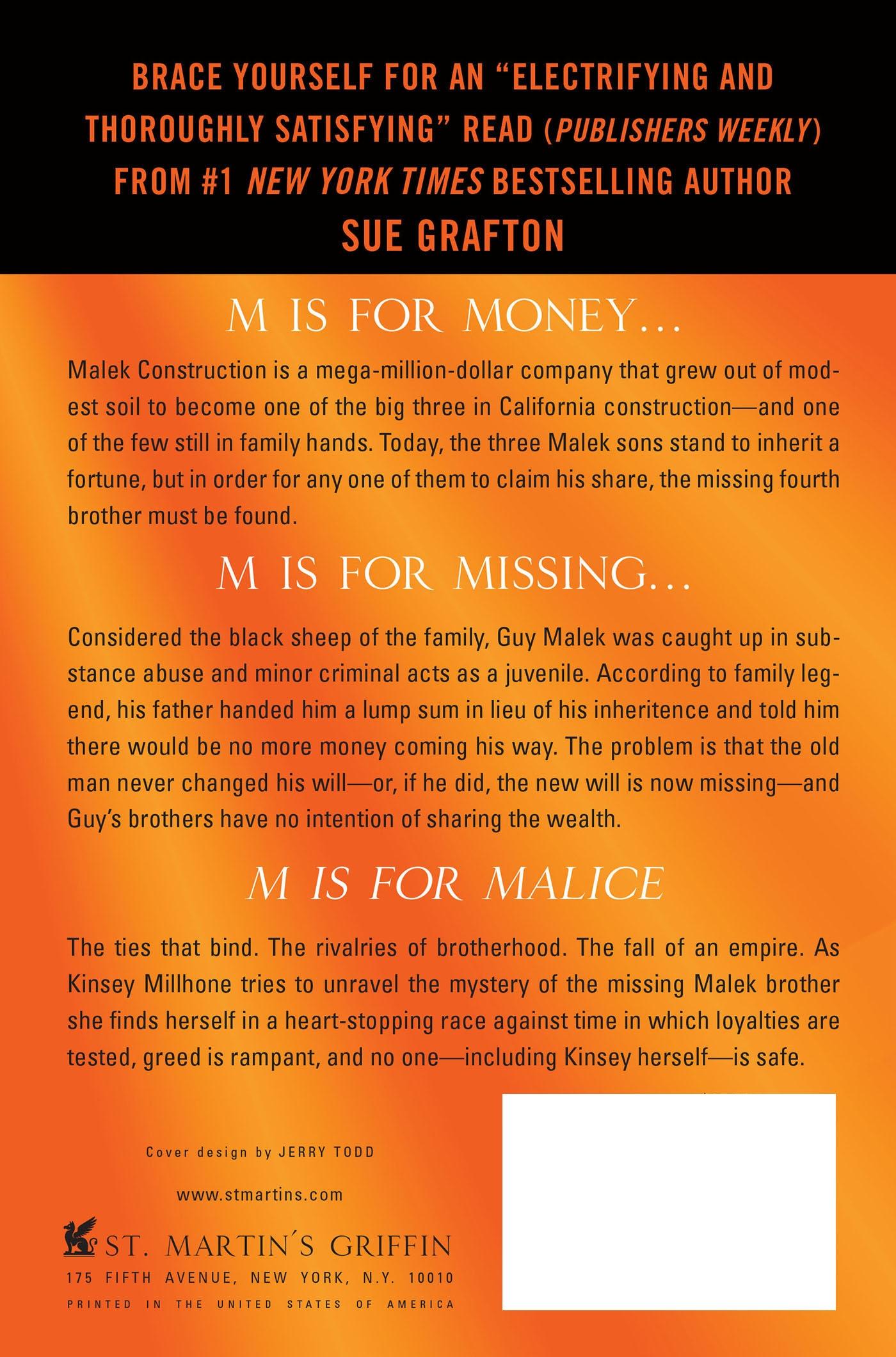 Rückseitencover M Is for Malice