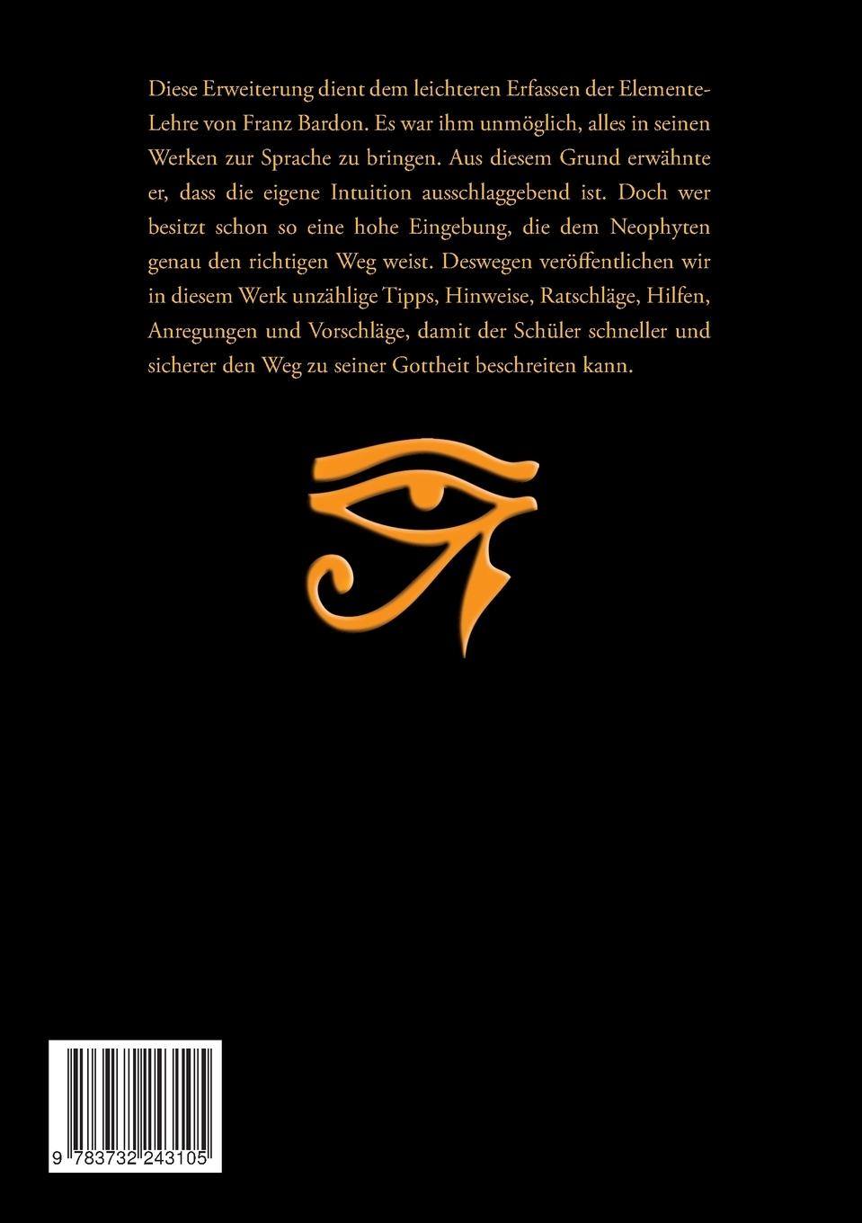 Rückseitencover Vertiefung der 4 Elementelehre des Franz Bardon