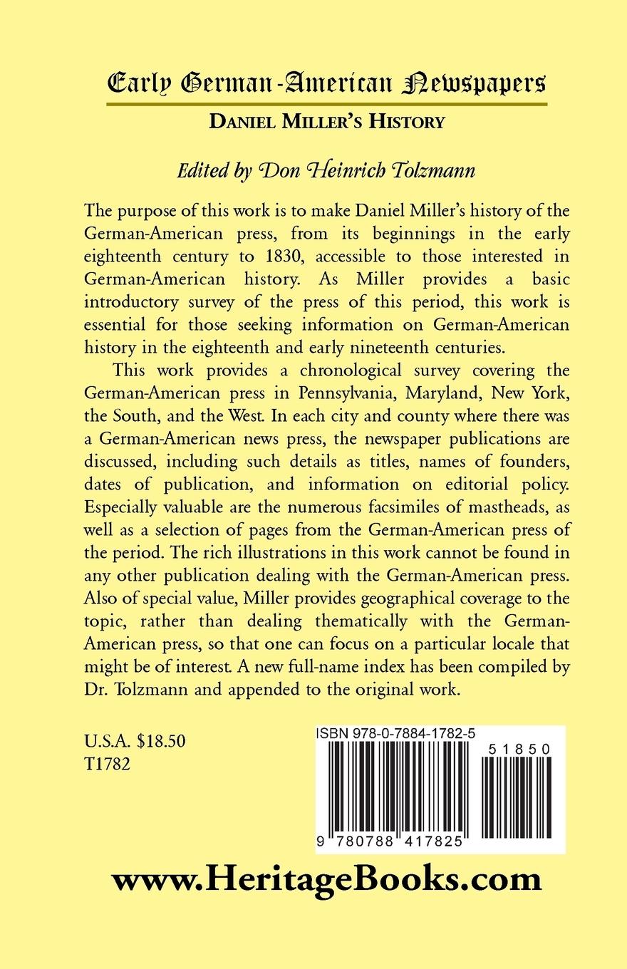 Rückseitencover Early German-American Newspapers