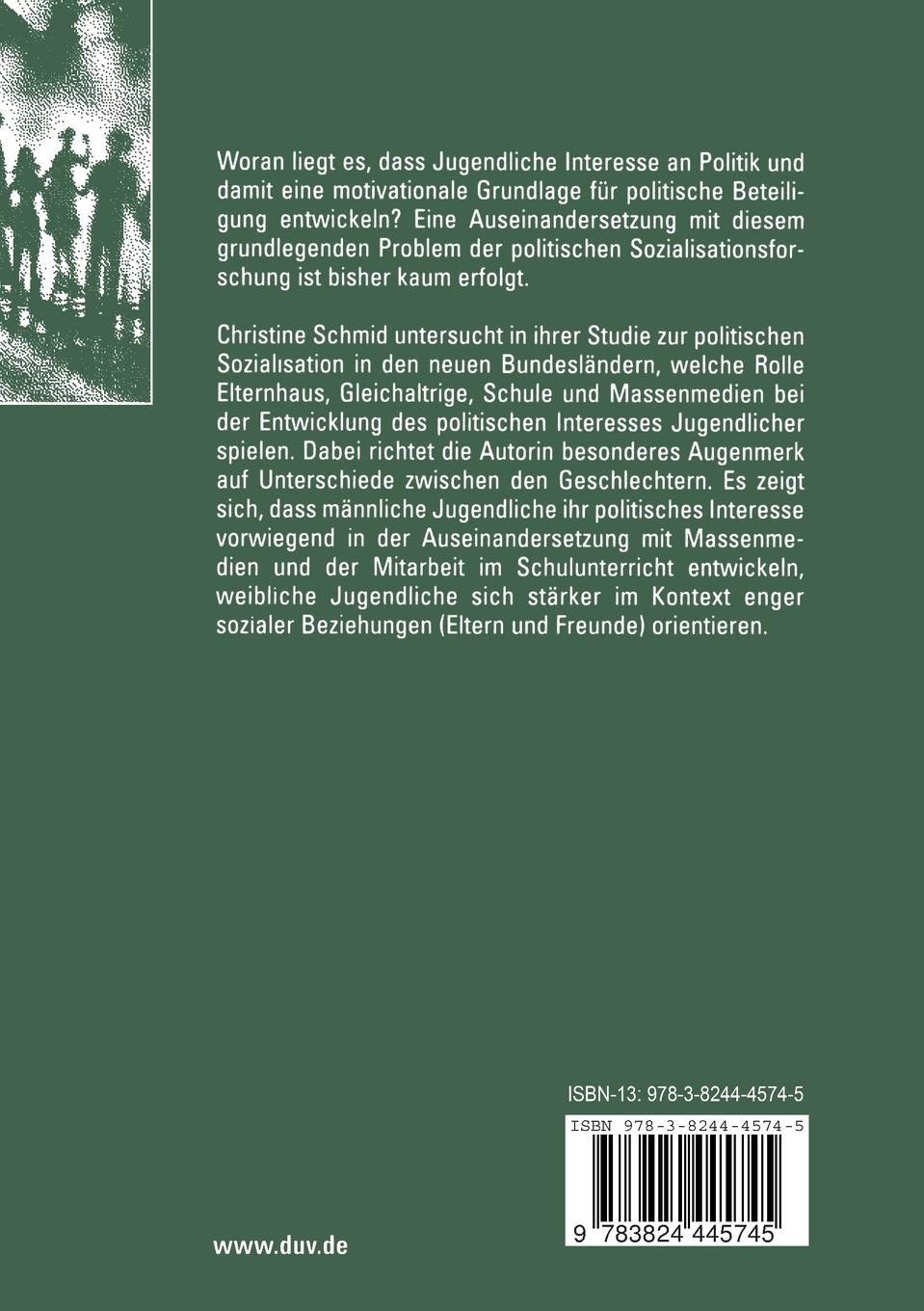 Rückseitencover Politisches Interesse von Jugendlichen