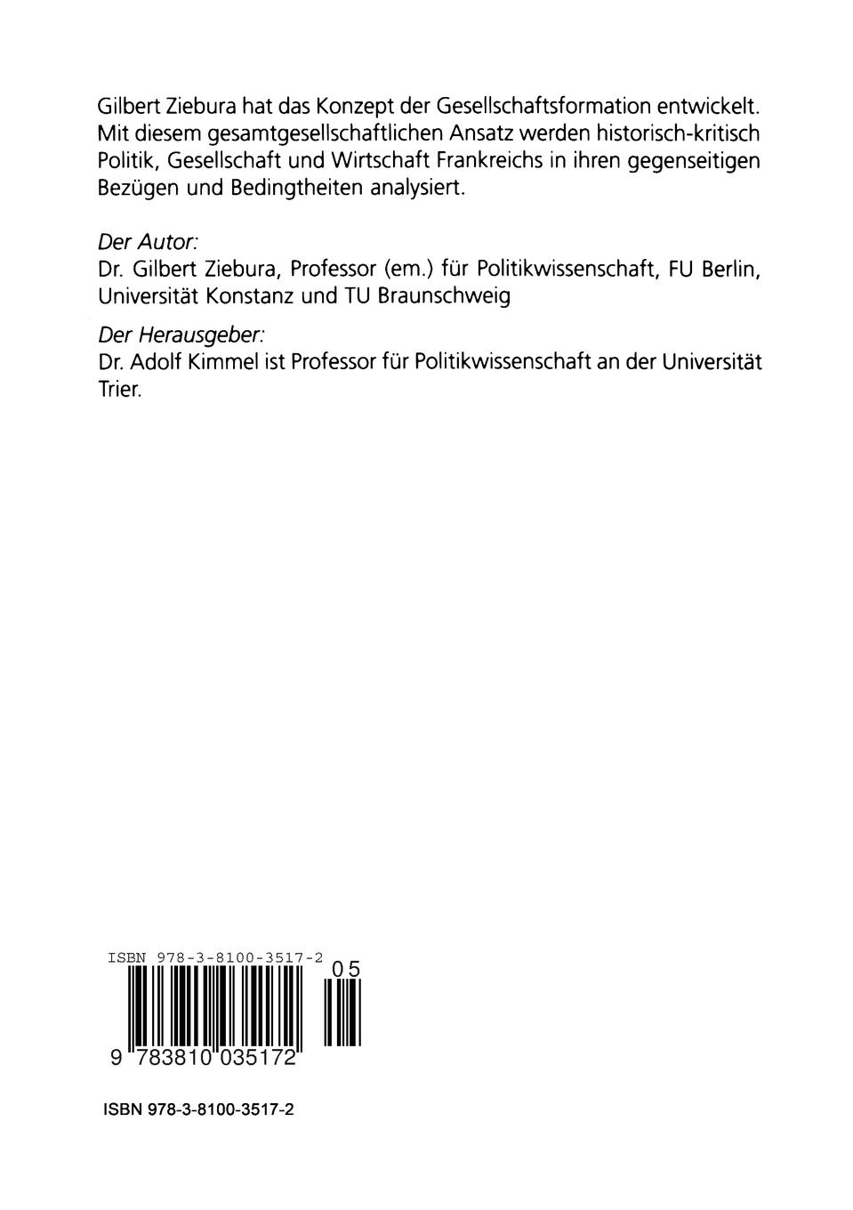Rückseitencover Frankreich: Geschichte, Gesellschaft, Politik
