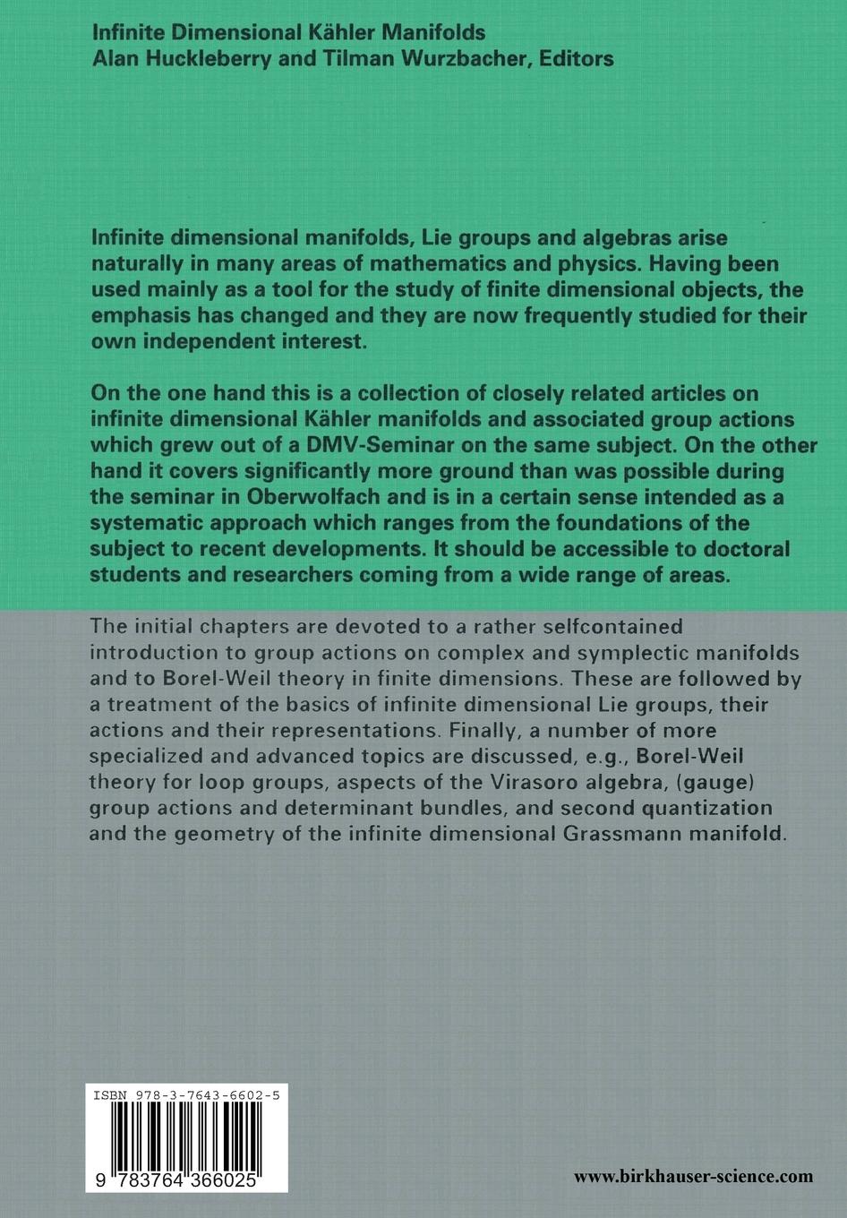 Rückseitencover Infinite Dimensional Kähler Manifolds