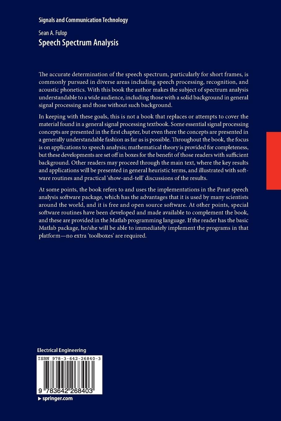 Rückseitencover Speech Spectrum Analysis