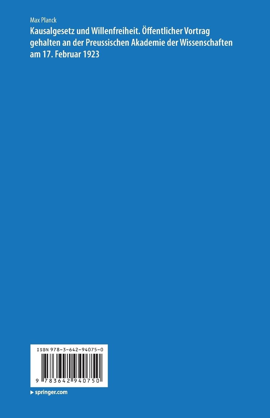 Rückseitencover Kausalgesetz und Willensfreiheit