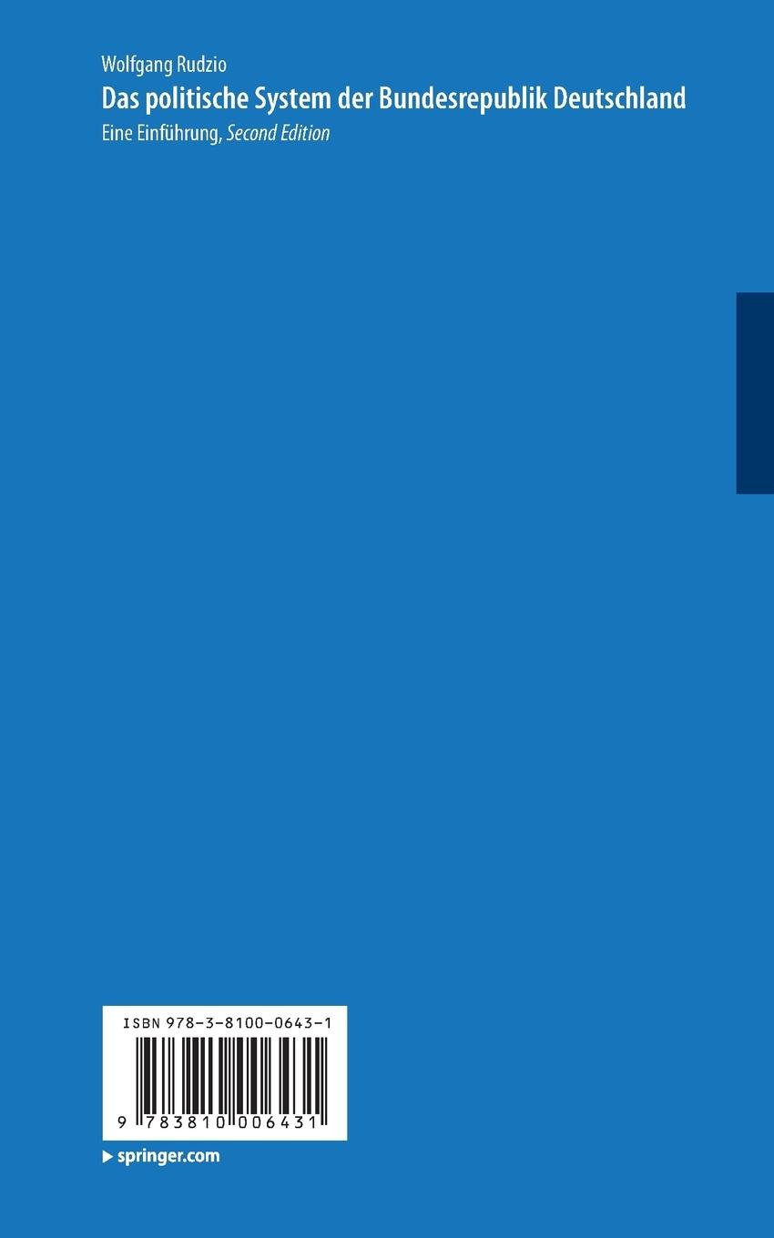 Rückseitencover Das politische System der Bundesrepublik Deutschland