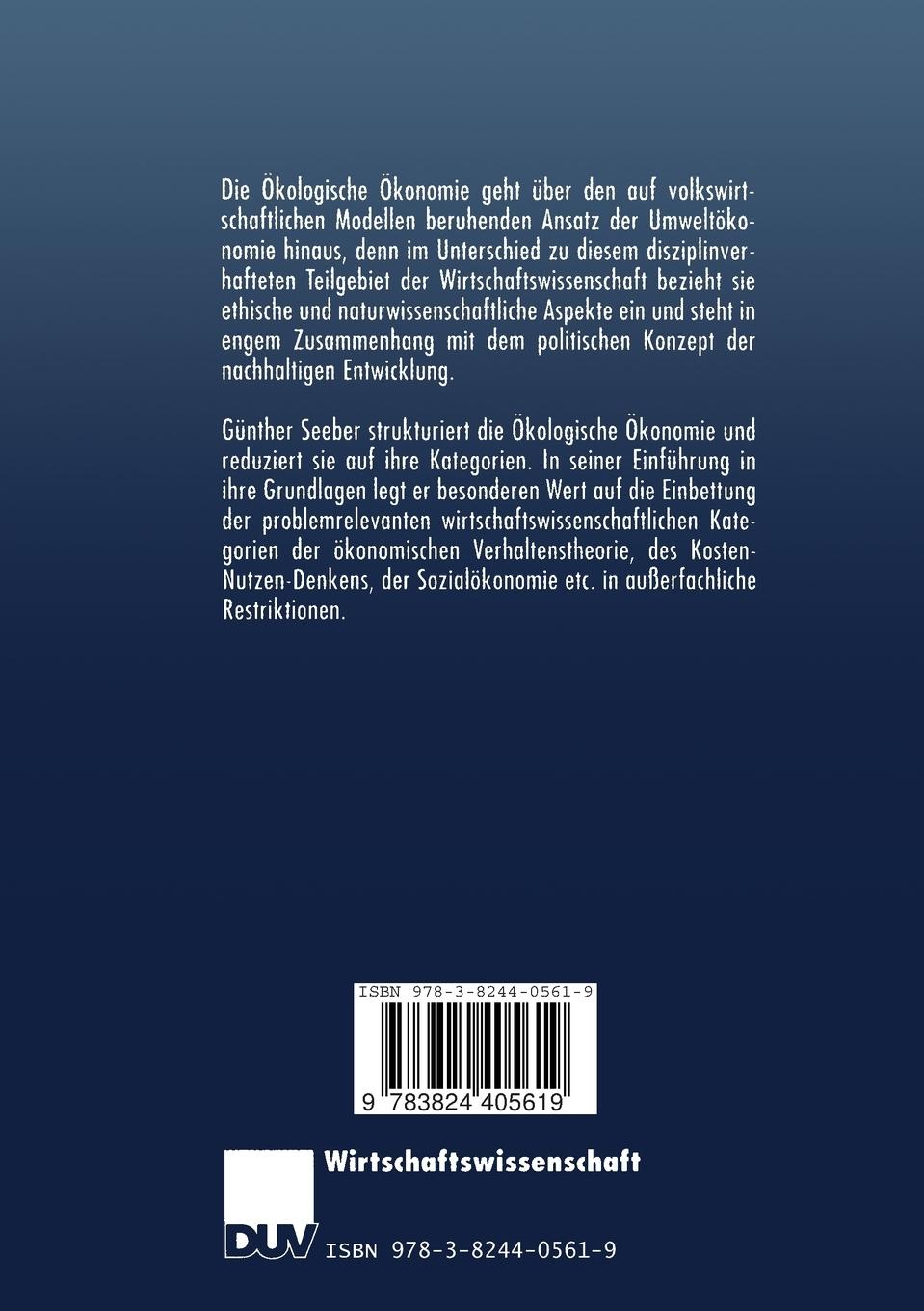 Rückseitencover Ökologische Ökonomie