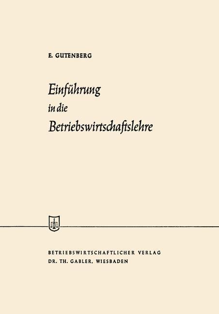 Vorderes Coverbild Einführung in die Betriebswirtschaftslehre