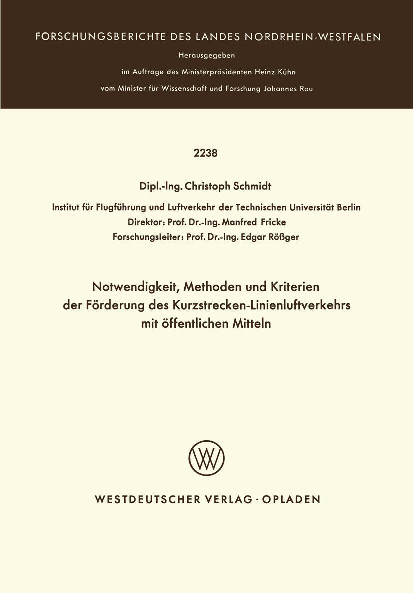 Vorderes Coverbild Notwendigkeit, Methoden und Kriterien der Förde rung des Kurzstrecken-Linienluftverkehrs mit öffentlichen Mitteln