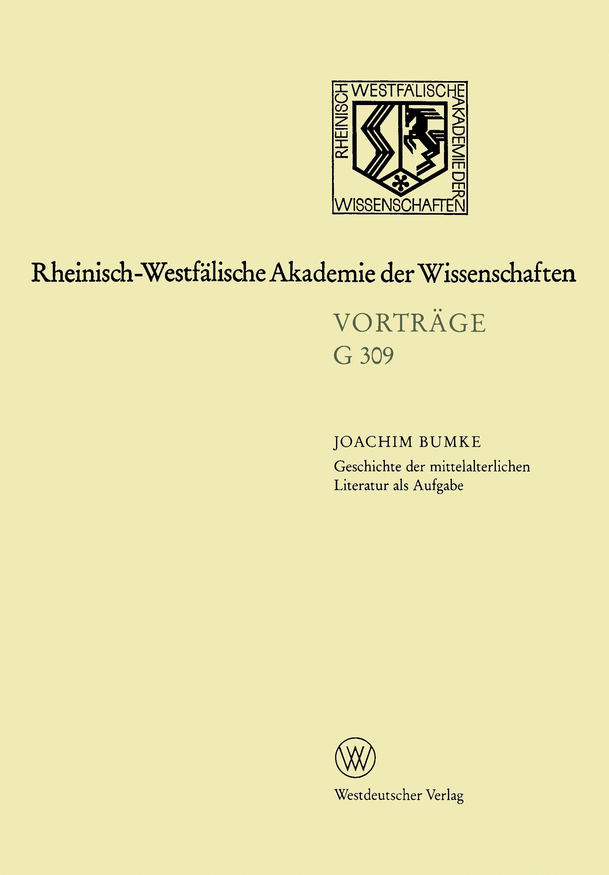 Vorderes Coverbild Geschichte der mittelalterlichen Literatur als Aufgabe