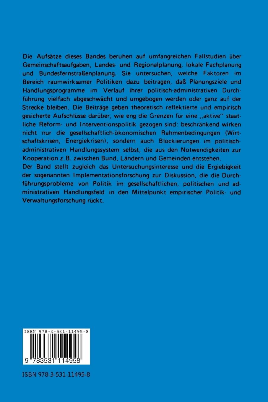 Rückseitencover Politik im Dickicht der Bürokratie