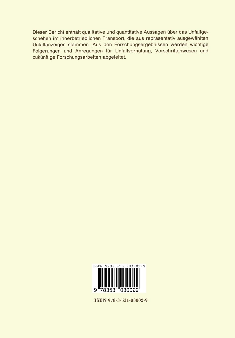 Rückseitencover Ermittlung und Analyse von Unfallschwerpunkten im innerbetrieblichen Transport