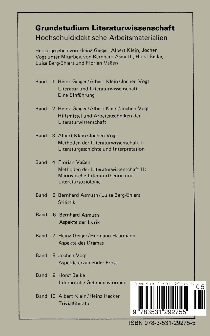 Rückseitencover Stilistik