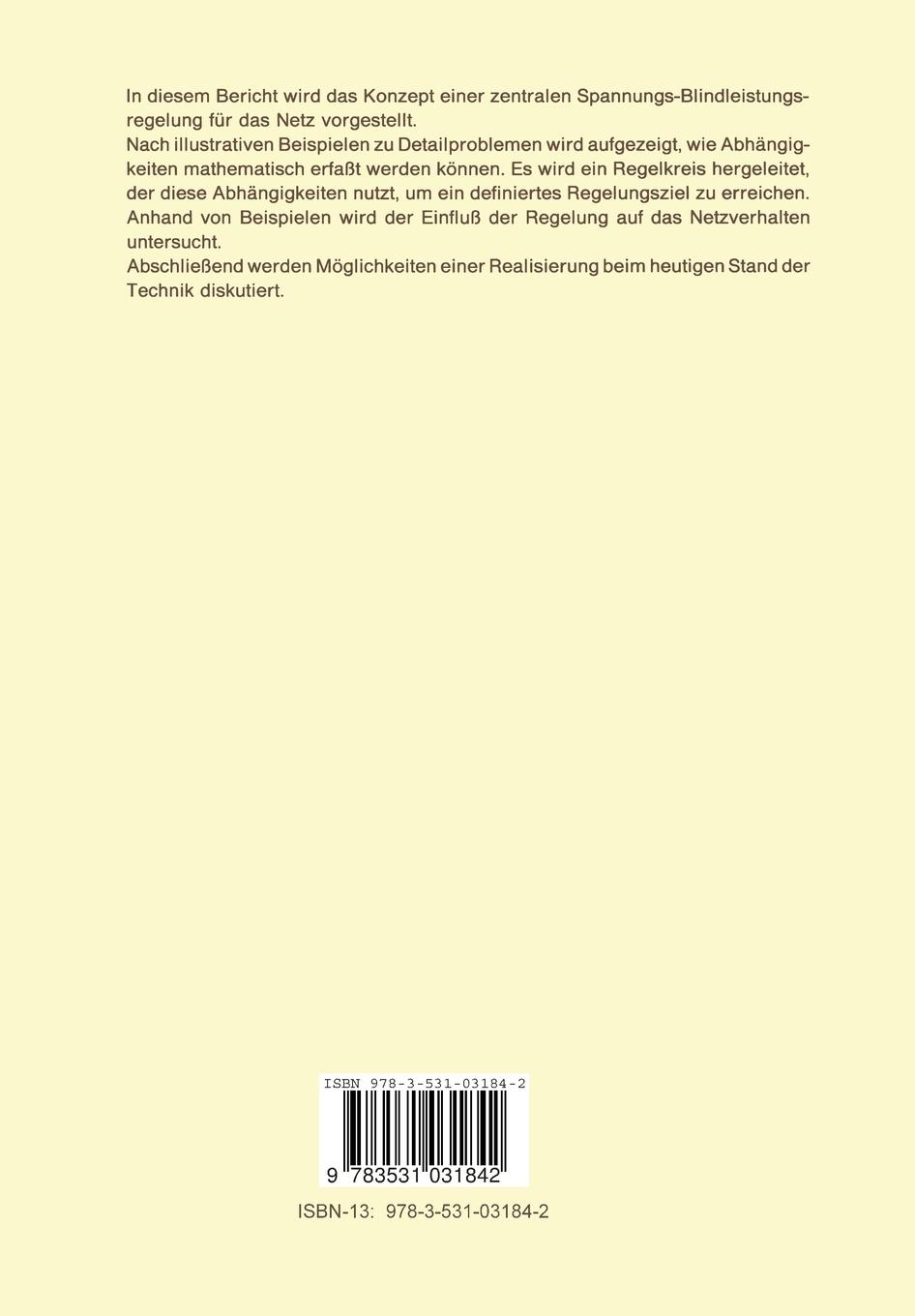 Rückseitencover Zentrale Blindleistungs-Spannungsoptimierung in elektrischen Energieversorgungssystemen