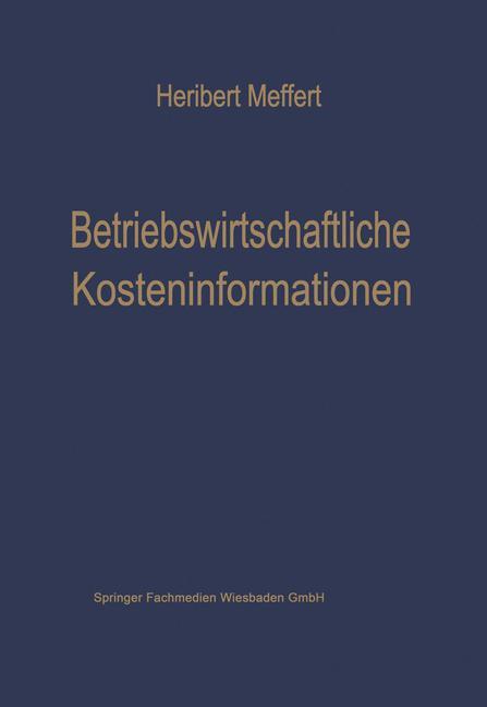 Vorderes Coverbild Betriebswirtschaftliche Kosteninformationen