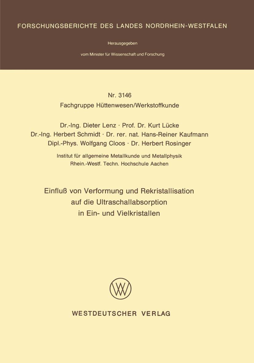 Vorderes Coverbild Einfluß von Verformung und Rekristallisation auf die Ultraschallabsorption in Ein- und Vielkristallen