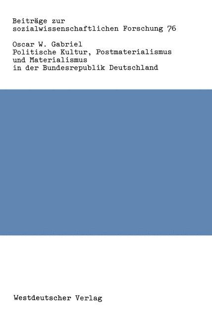 Vorderes Coverbild Politische Kultur, Postmaterialismus und Materialismus in der Bundesrepublik Deutschland