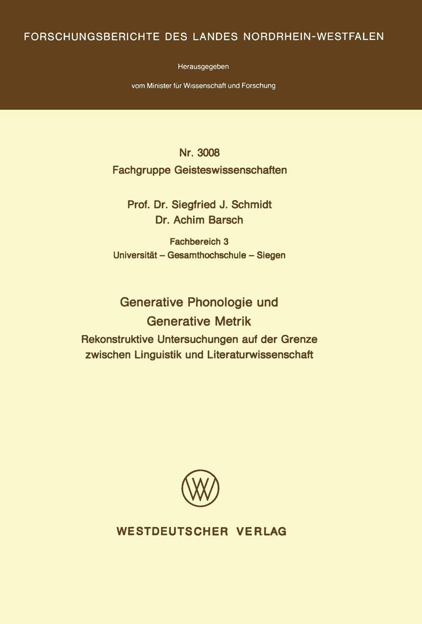Vorderes Coverbild Generative Phonologie und Generative Metrik