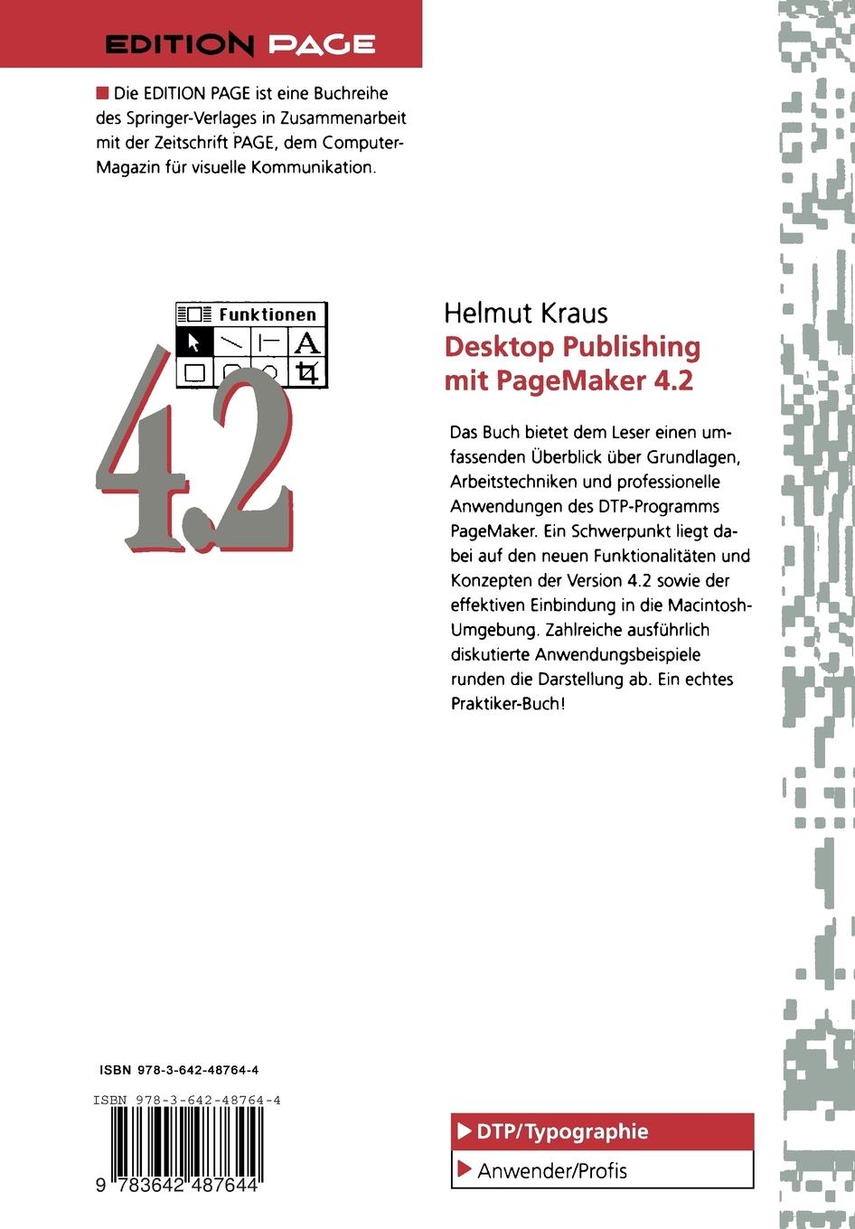 Rückseitencover Desktop Publishing mit PageMaker 4.2 für den Macintosh