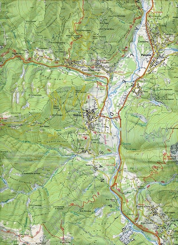 Beispielinhalt (Bild) Tabacco Wandern 1 : 25 000 Alpi Carniche Carnia Centrale