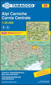 Vorderes Coverbild Tabacco Wandern 1 : 25 000 Alpi Carniche Carnia Centrale