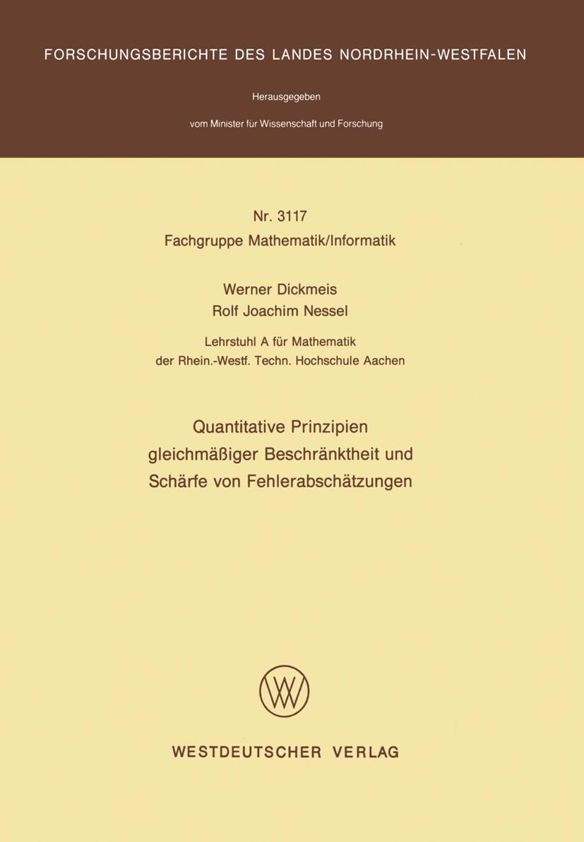Vorderes Coverbild Quantitative Prinzipien gleichmäßiger Beschränktheit und Schärfe von Fehlerabschätzungen