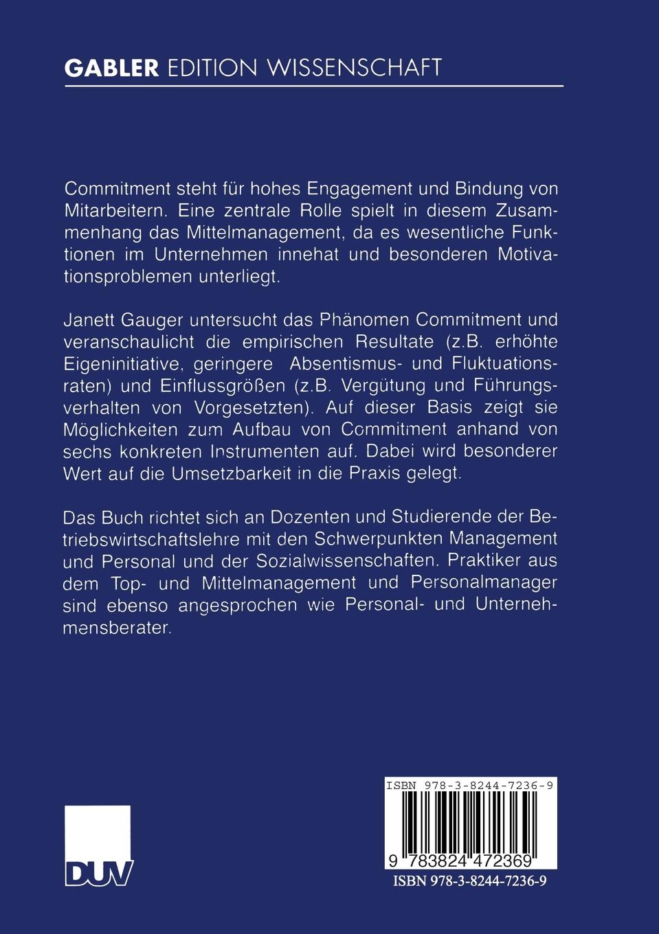 Rückseitencover Commitment-Management in Unternehmen