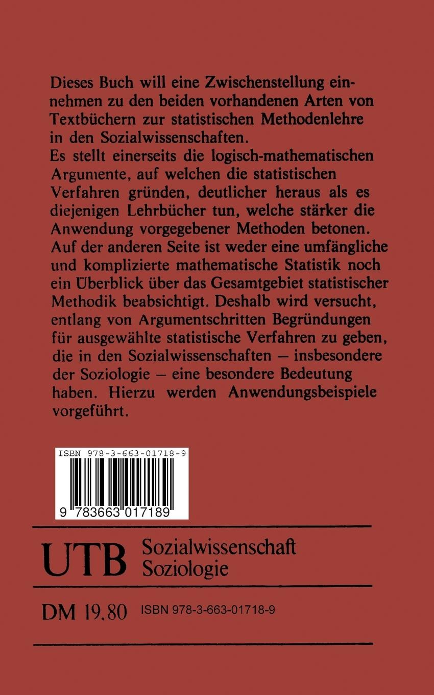 Rückseitencover Grundzüge sozialwissenschaftlich-statistischer Argumentation