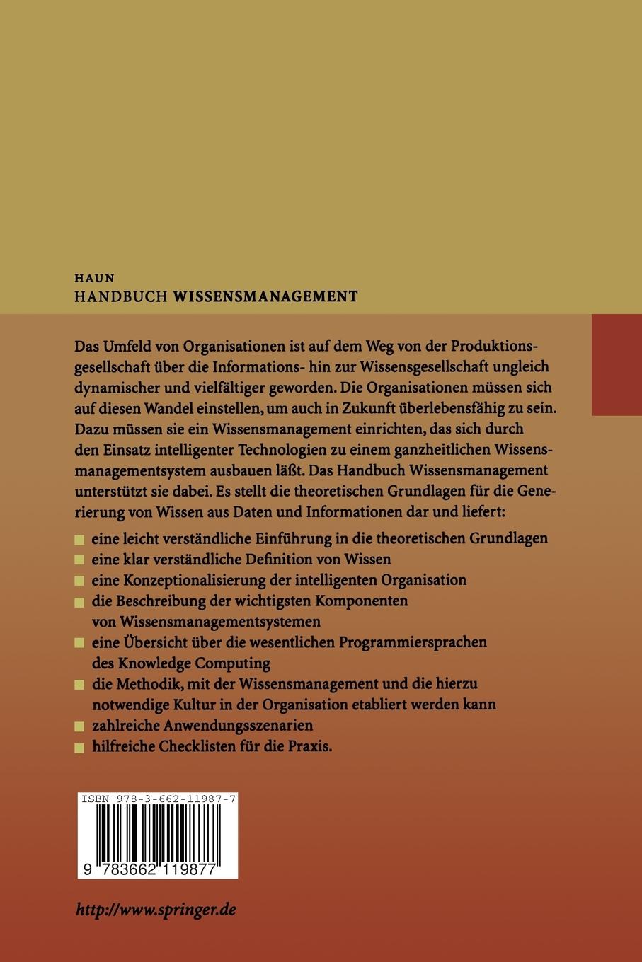 Rückseitencover Handbuch Wissensmanagement