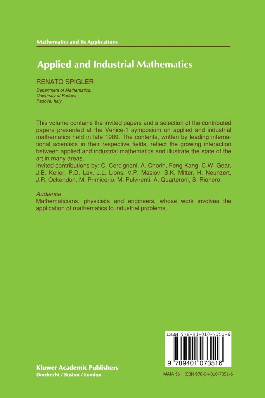 Rückseitencover Applied and Industrial Mathematics