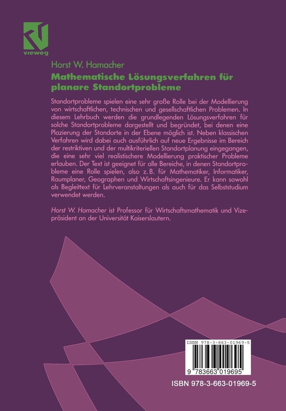 Rückseitencover Mathematische Lösungsverfahren für planare Standortprobleme