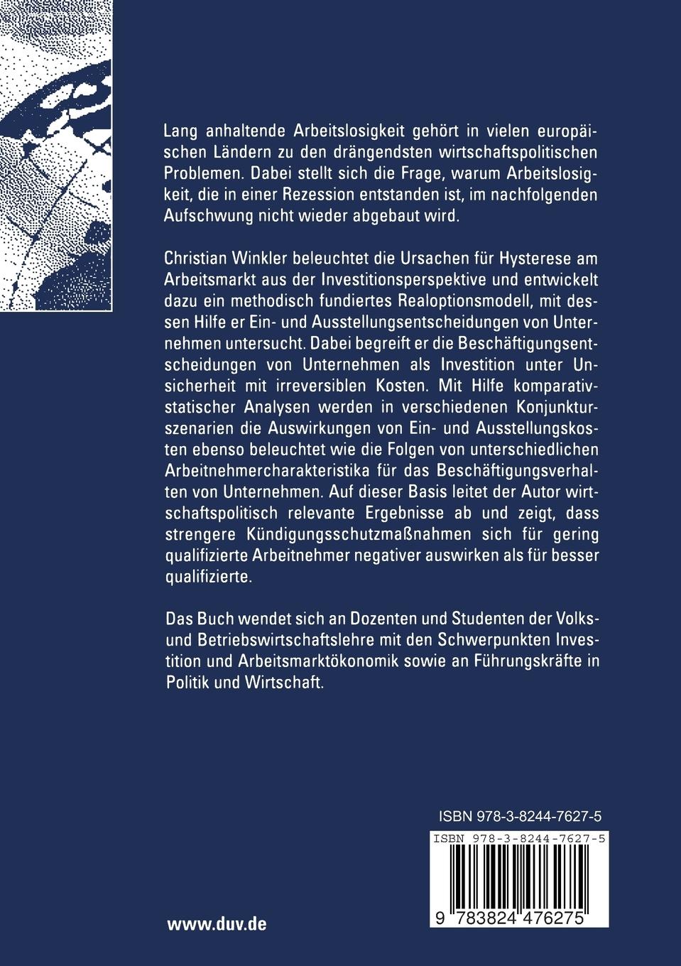 Rückseitencover Realoptionsansatz und Beschäftigungsentscheidungen von Unternehmen