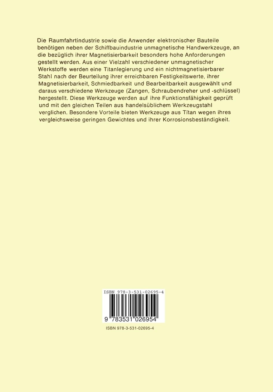 Rückseitencover Unmagnetische Handwerkzeuge aus Titan und Stahl Schmieden - Bearbeiten - Prüfen