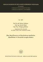 Vorderes Coverbild Über Beeinflussung und Bearbeitung metallischer Oberflächen in ultraschall-erregten Bädern