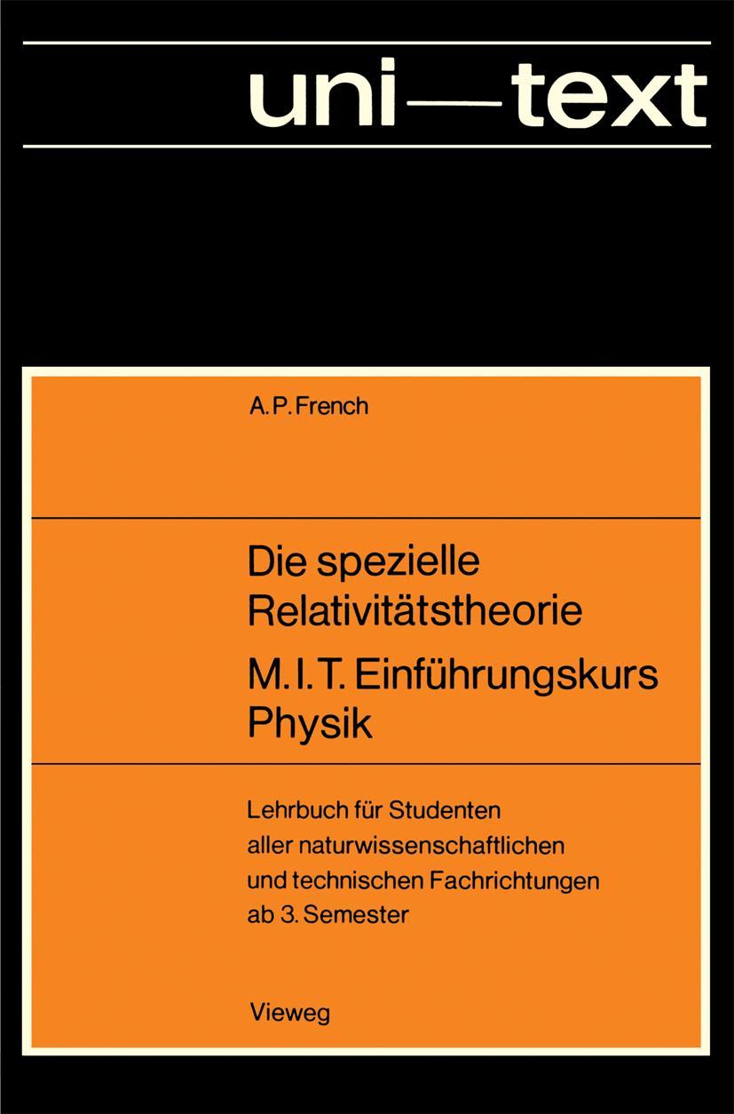 Vorderes Coverbild Die spezielle Relativitätstheorie M.I.T. Einführungskurs Physik