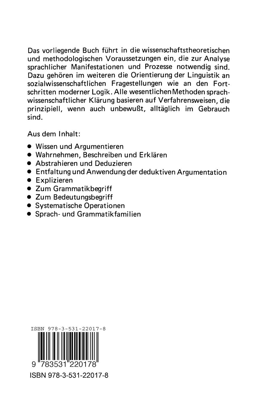 Rückseitencover Grundlagen der Linguistik