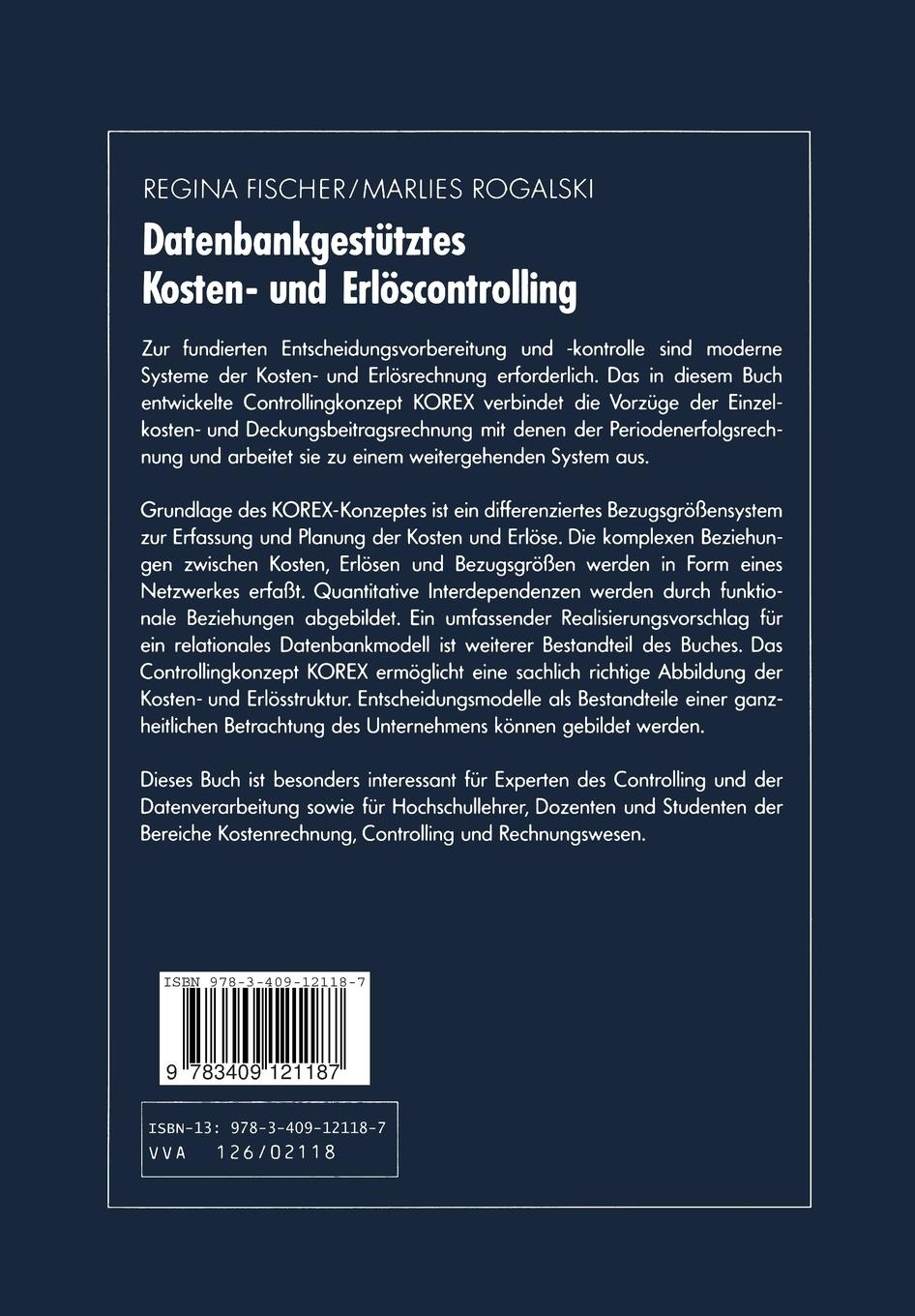 Rückseitencover Datenbankgestütztes Kosten- und Erlöscontrolling