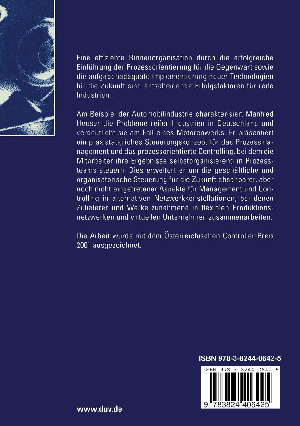 Rückseitencover Prozessorientierte Ergebnissteuerung in reifen Industrien und Produktionsnetzwerken