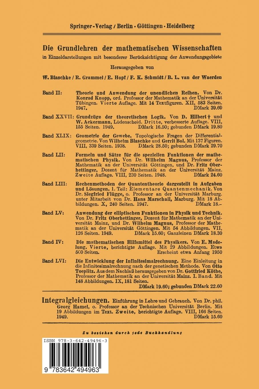 Rückseitencover Die Entwicklung der Infinitesimalrechnung