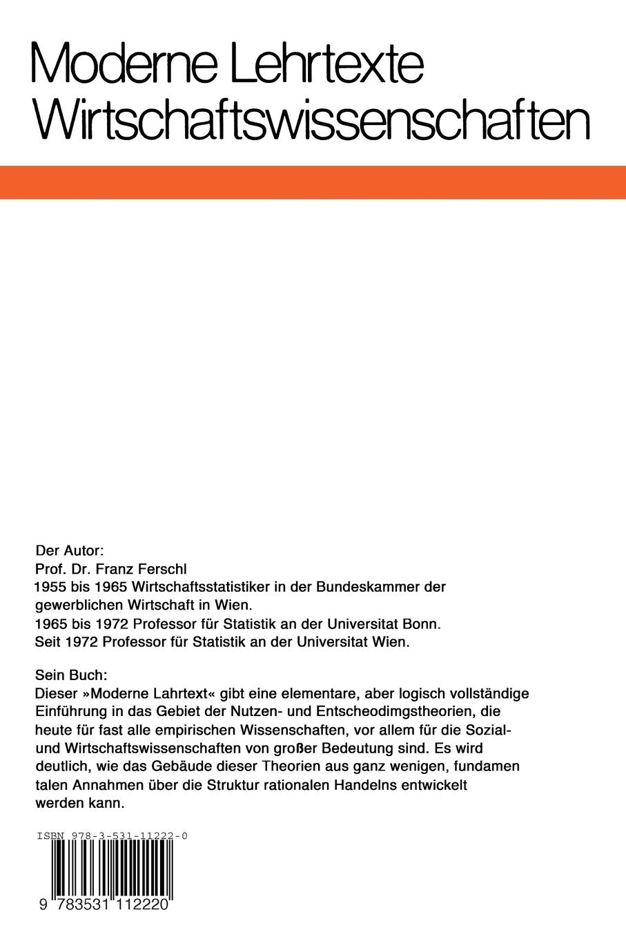 Rückseitencover Nutzen- und Entscheidungstheorie