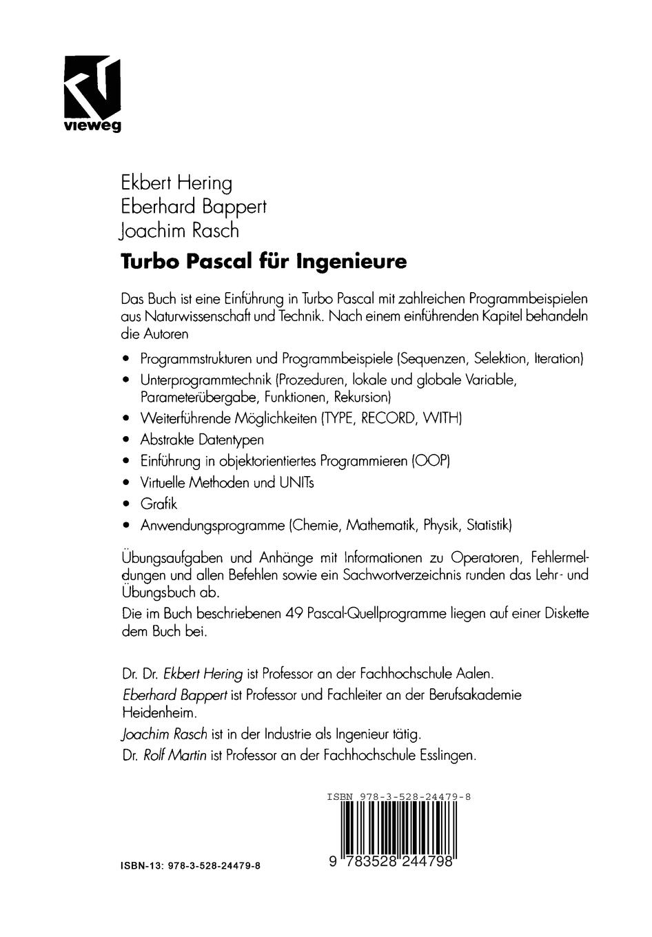 Rückseitencover Turbo Pascal für Ingenieure